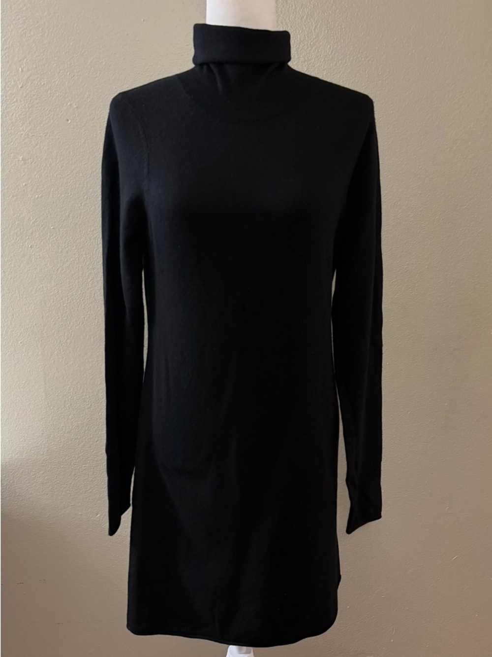 n:PHILANTHROPY Black Wool Cashmere Lace-Up Back Turtleneck Sweater Dress Size S